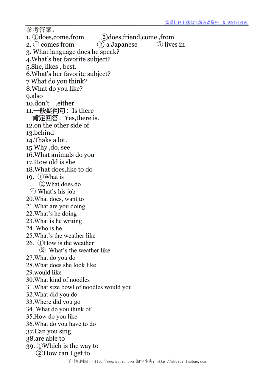 新目标英语七年级下句型转换专项训练及答案.doc_第4页