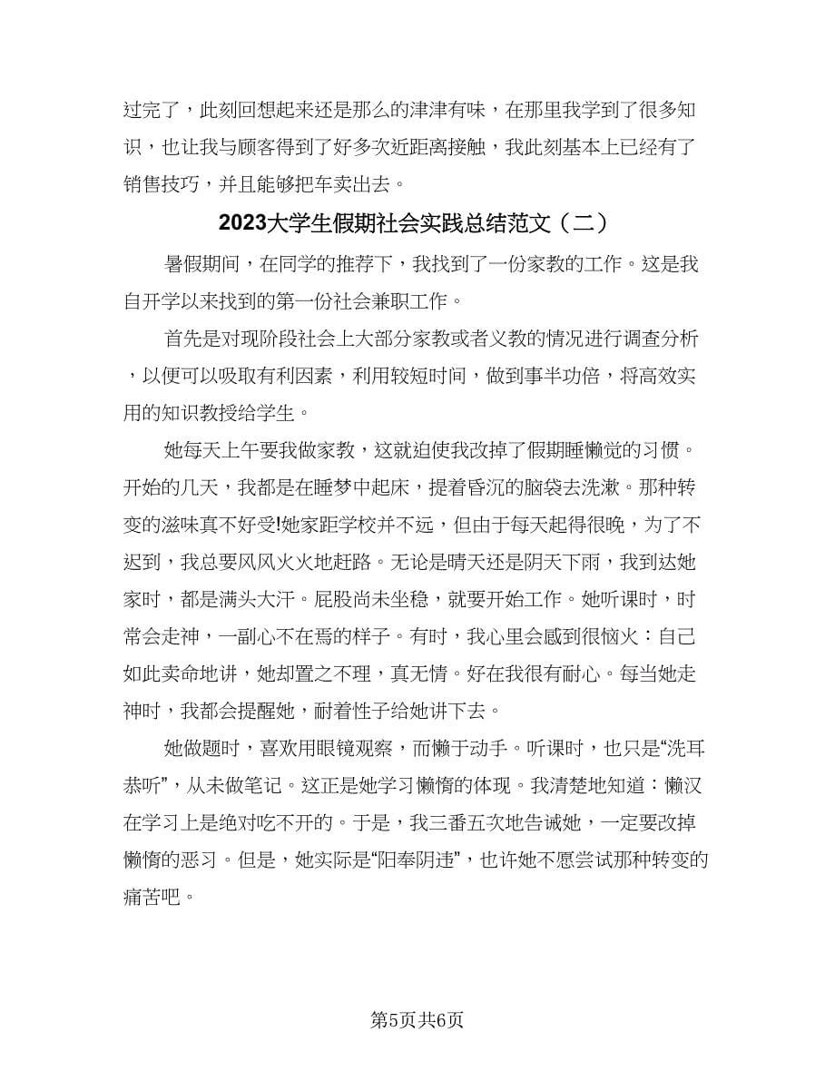 2023大学生假期社会实践总结范文（二篇）.doc_第5页