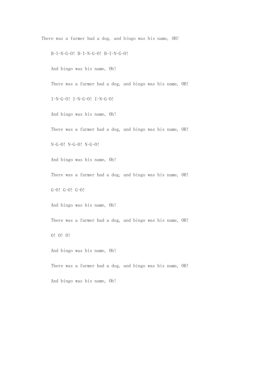 英文儿歌歌词：Bingo_第1页
