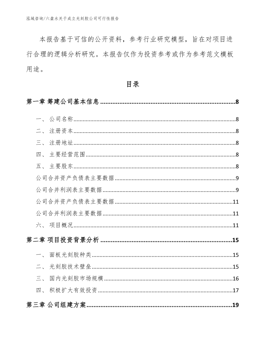 六盘水关于成立光刻胶公司可行性报告_第3页