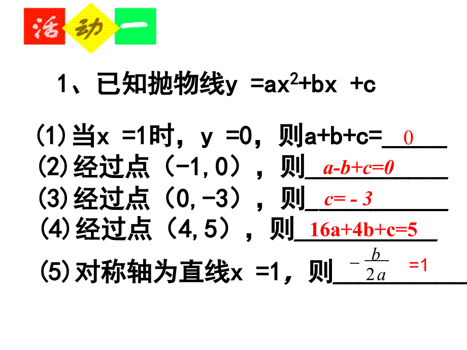 新苏科版九年级数学下册5章二次函数5.3用待定系数法确定二次函数表达式课件5_第2页