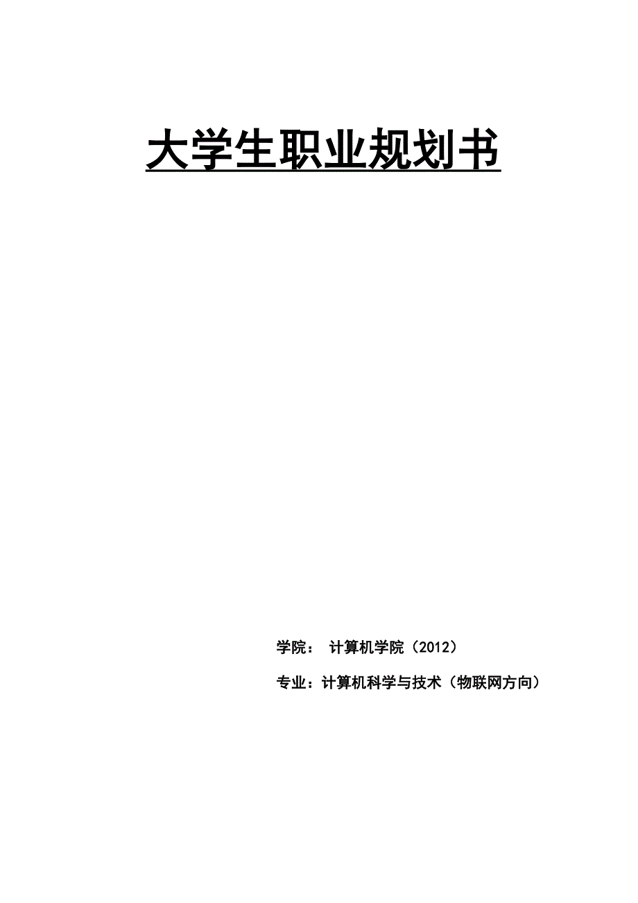 物联网专业大学生职业生涯规划书_第1页