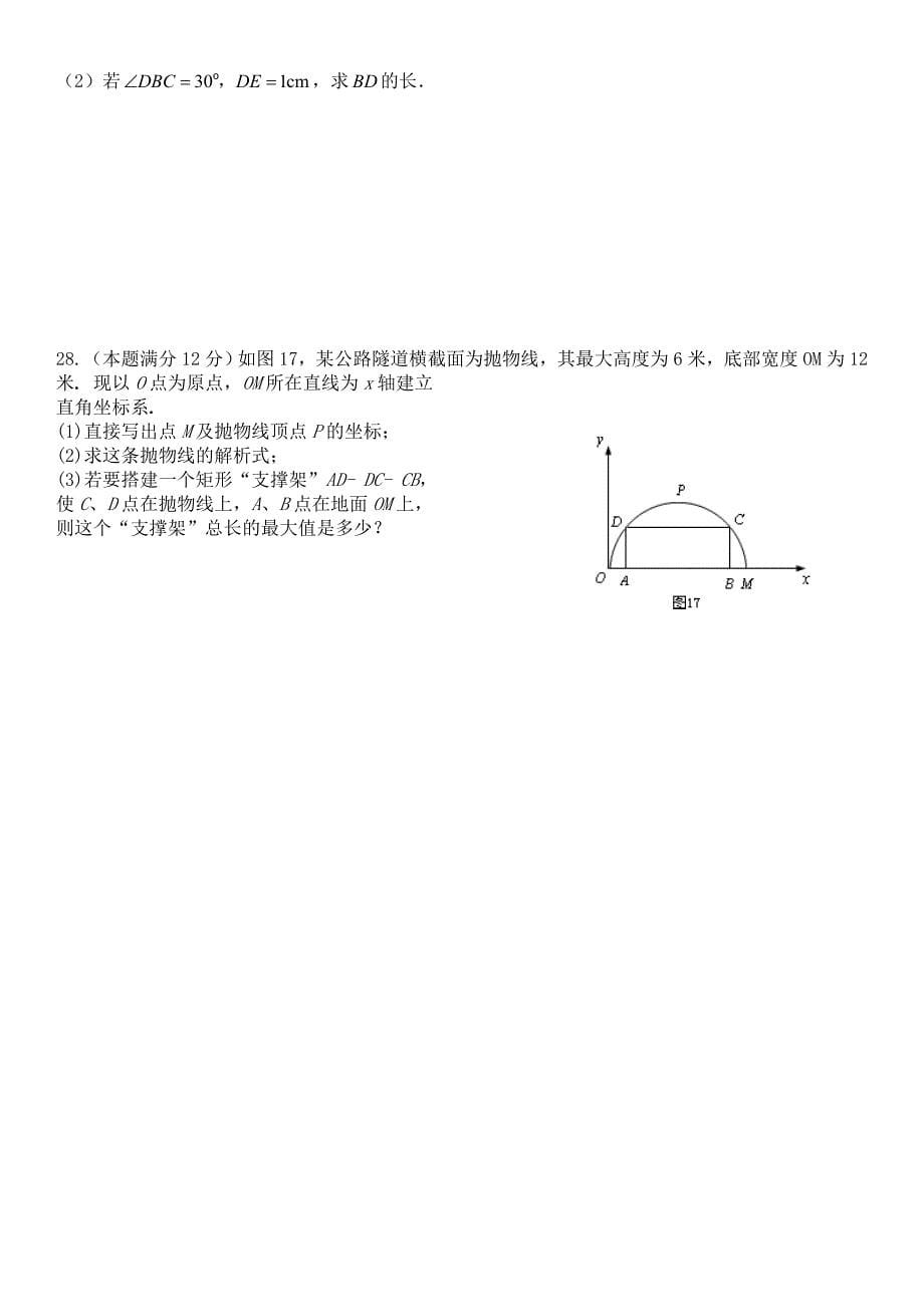 2015年寒假中考数学考试卷_第5页