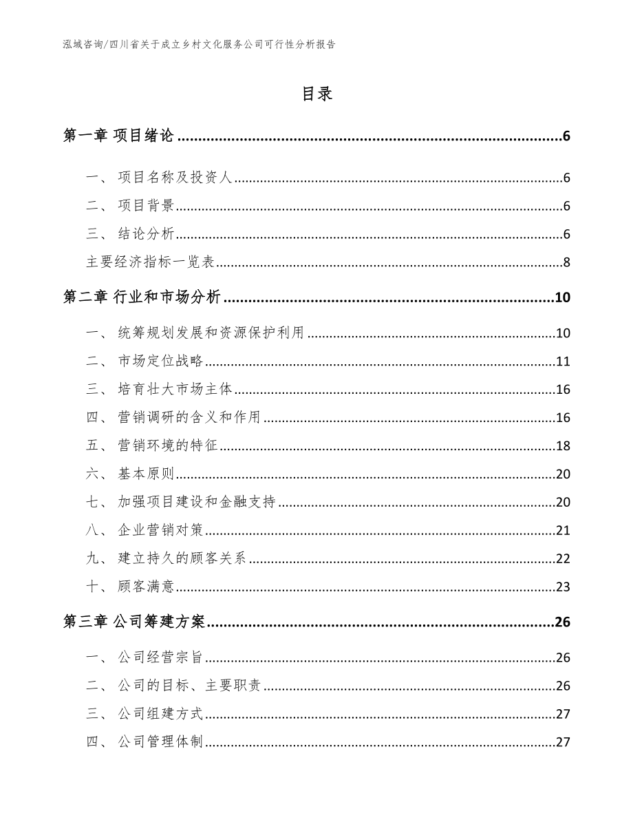 四川省关于成立乡村文化服务公司可行性分析报告_范文参考_第1页