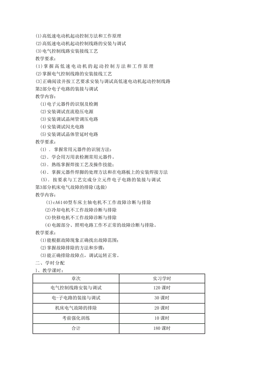 电工中级技能实训(考证)课程教学大纲_第3页