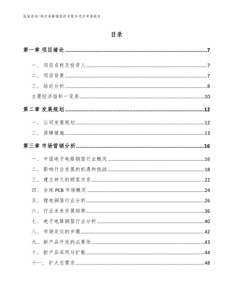 保定电解铜箔技术服务项目申请报告【范文模板】_第2页