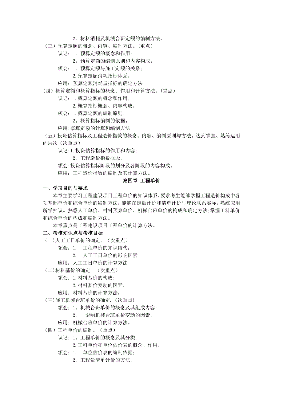 工程造价管理 课程代码：1125 考试大纲_第3页