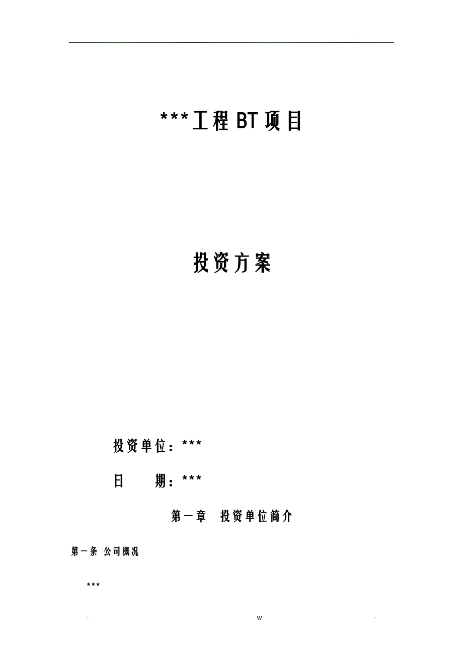 BT项目投资方案模板_第1页