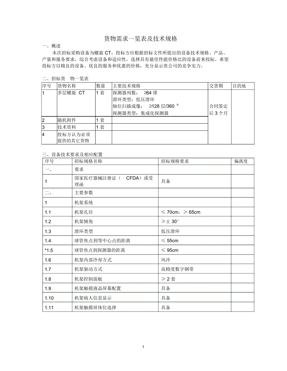 货物需求一览表及技术规格_第1页