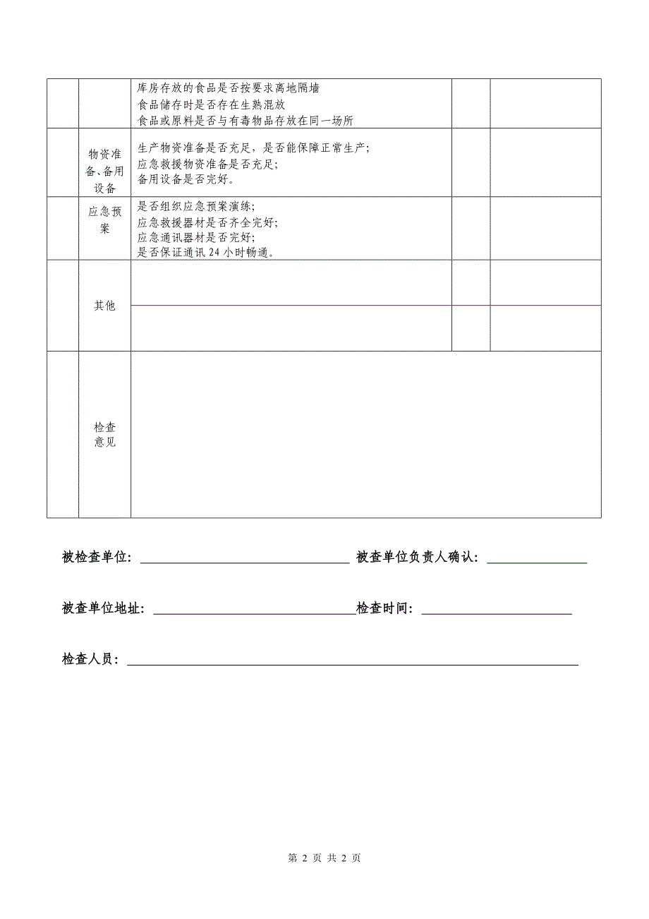 节假日安全生产检查表_第2页