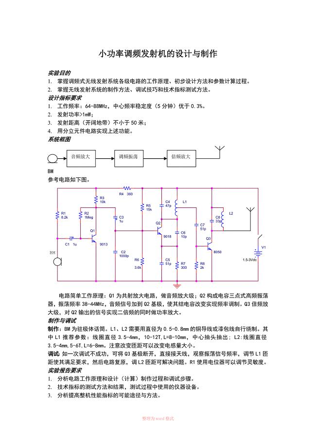 小功率调频发射机的设计与制作