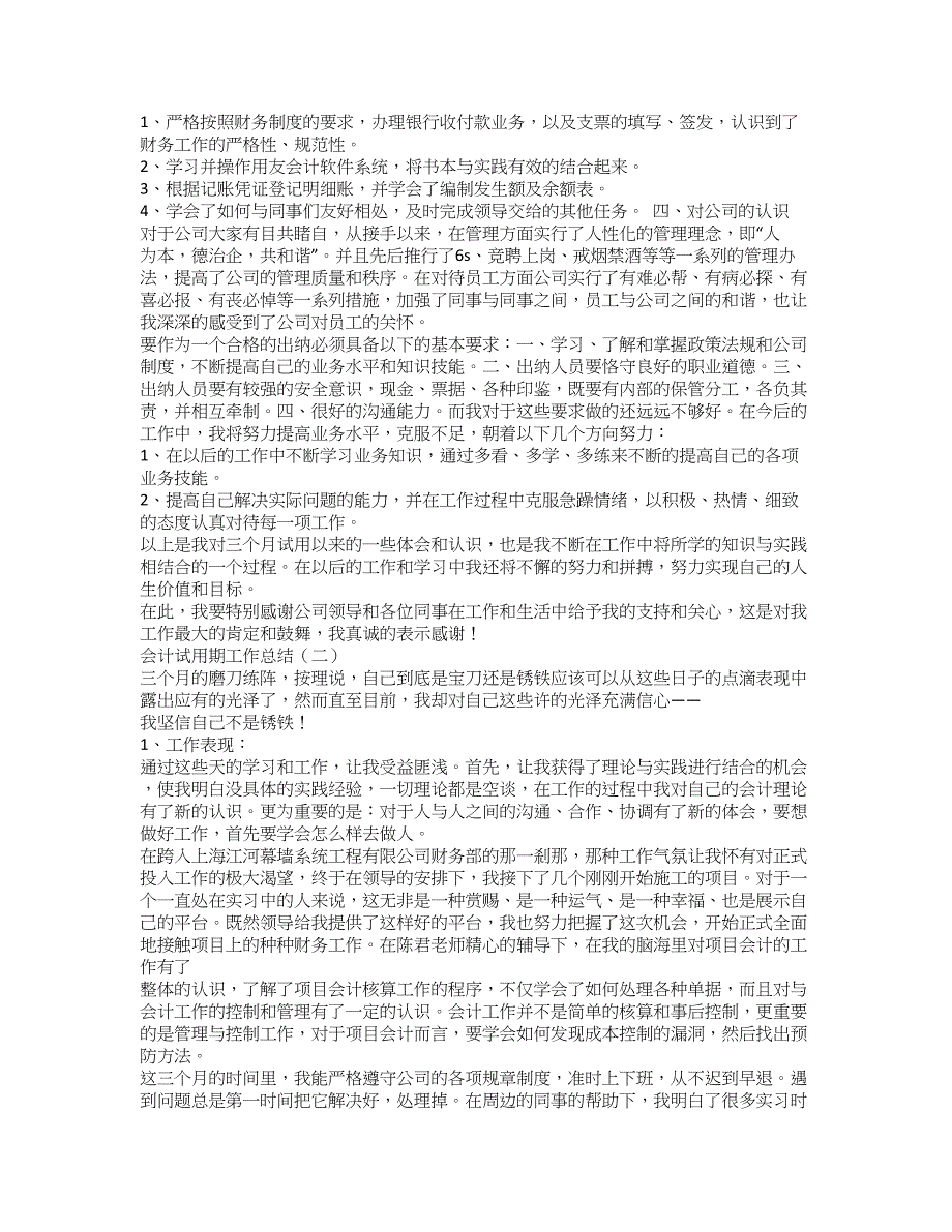 财务经理试用期转正工作总结_第4页