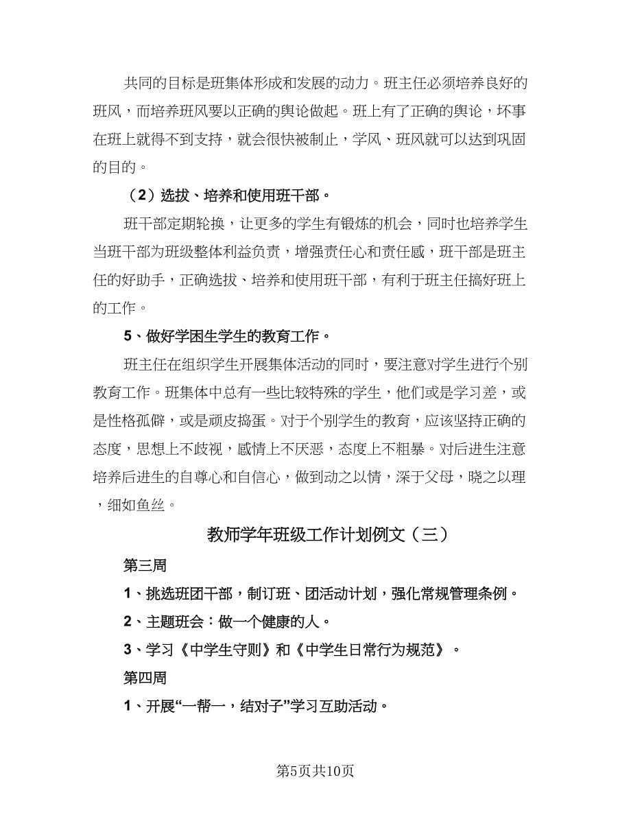 教师学年班级工作计划例文（四篇）.doc_第5页