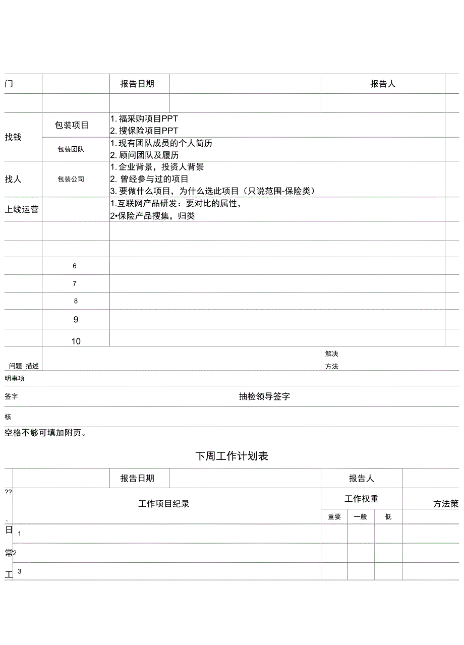 每周工作报告表_第1页