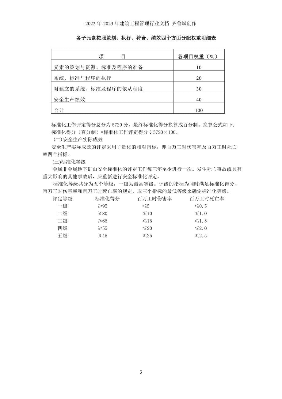 金属非金属地下矿山安全标准化评分办法_第5页