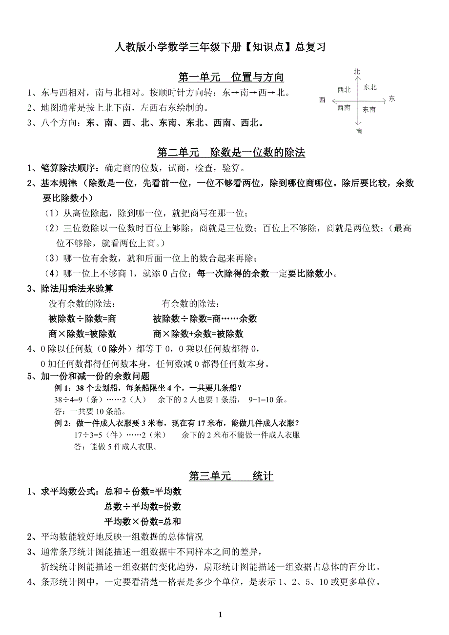 人教版小学数学三年级下册知识点总复习.doc_第1页