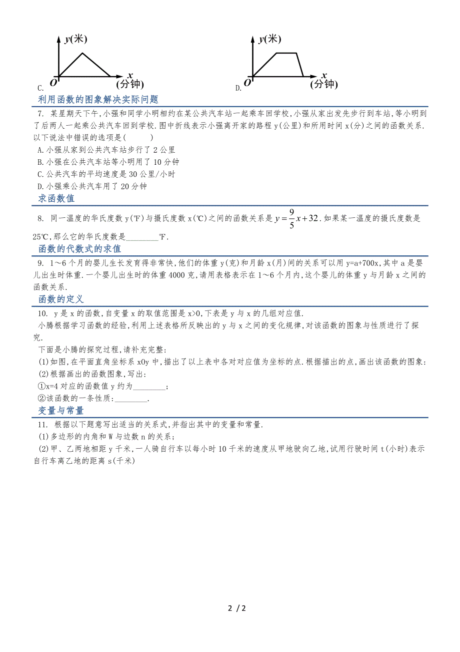 初中数学 函数基础知识word文档_第2页