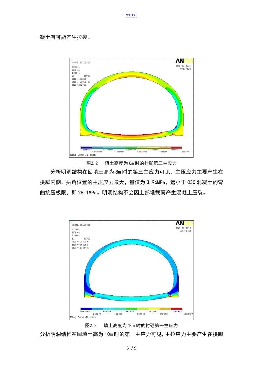 隧道明洞允许回填高度ANSYS数值模拟分析报告实例_第5页