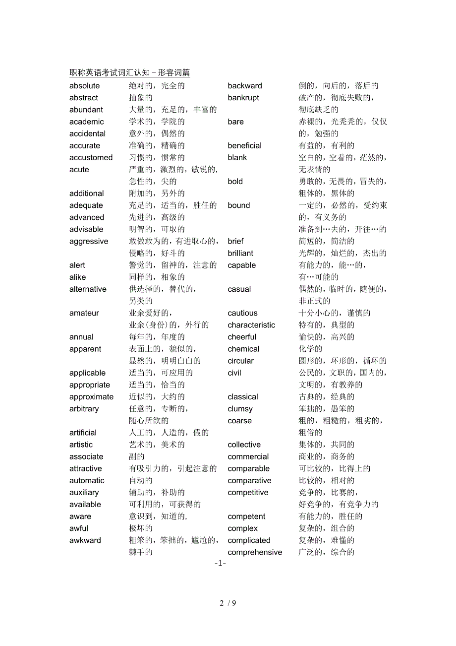 职称英语考试词汇认知-形容词篇_第2页