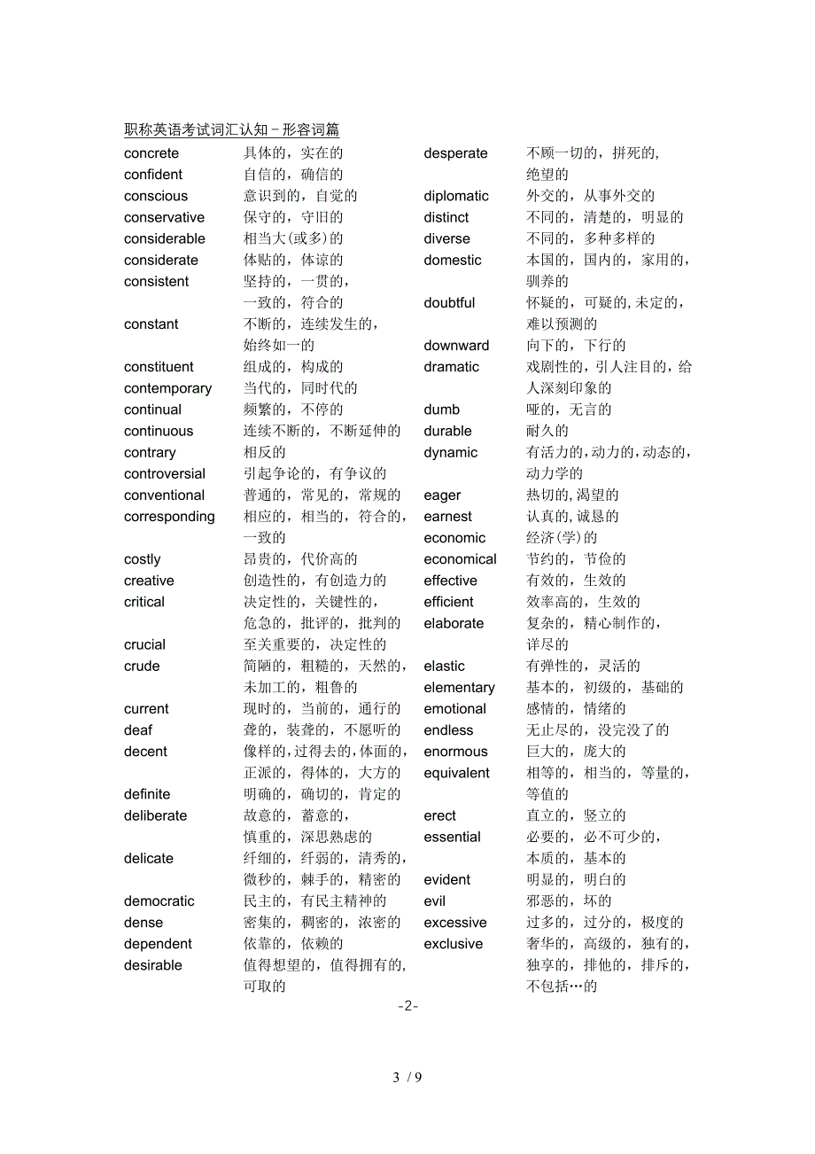 职称英语考试词汇认知-形容词篇_第3页