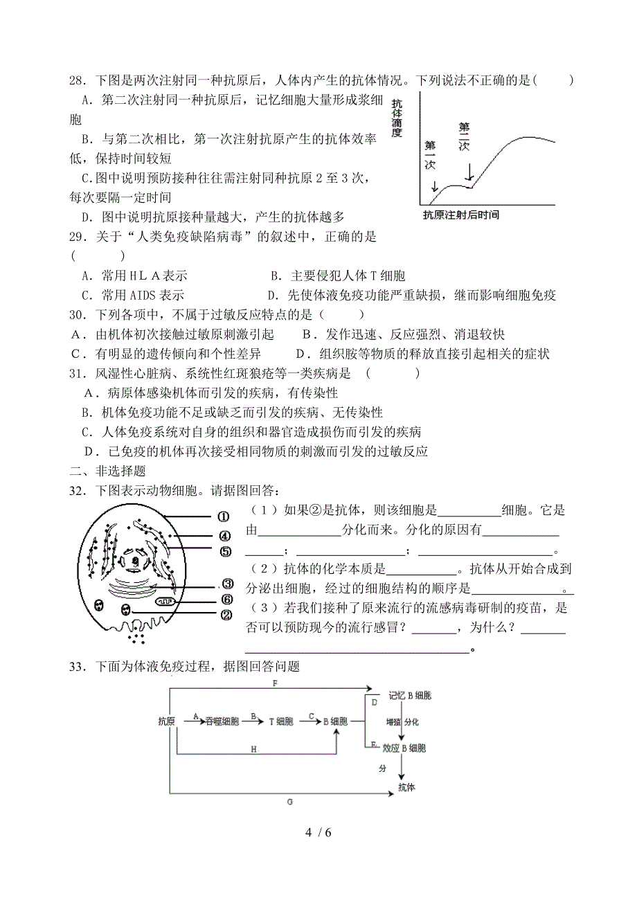 高二生物期终复习动物和人体生命活动的调节_第4页