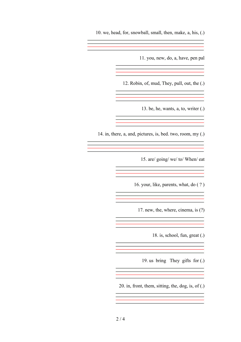 2022年人教新起点六年级下学期英语连词成句考前专项练习_第2页