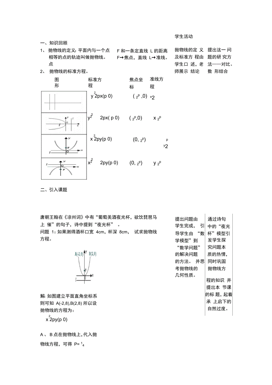 抛物线的简单几何性质说课稿_第2页