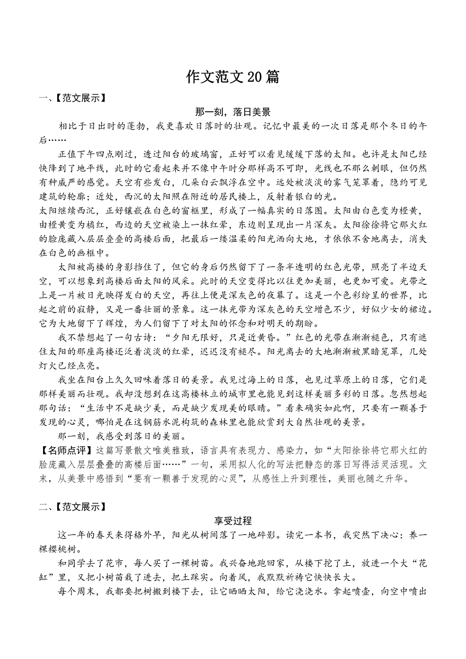 2018年中考语文作文范文20篇.docx_第1页