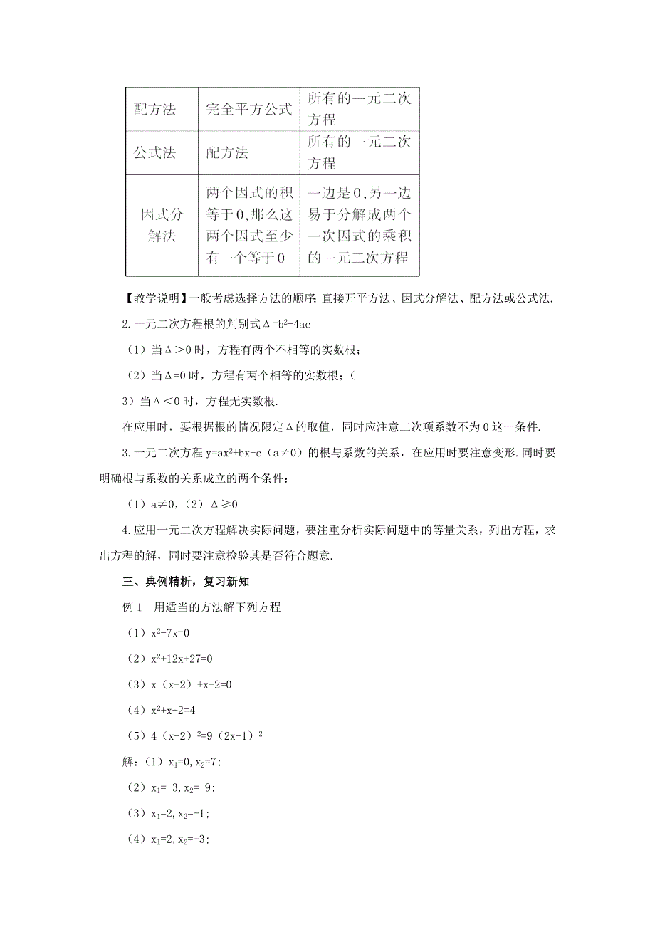 【华东师大版】九年级数学上册：第22章一元二次方程复习教案含答案_第2页