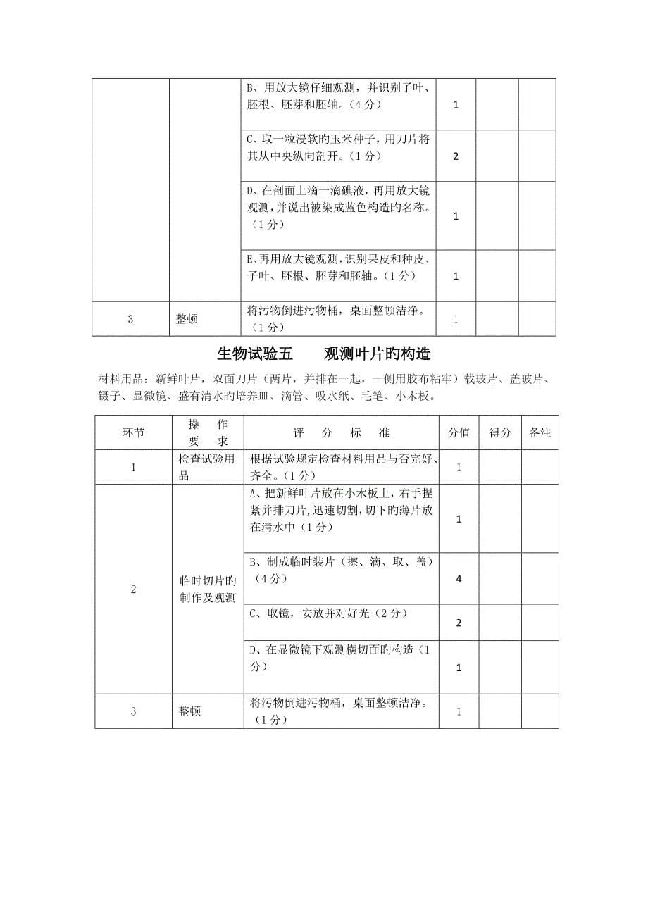 中考生物实验操作_第5页