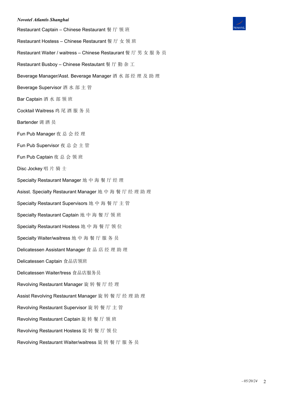 五星级酒店餐饮部职位说明书_第2页