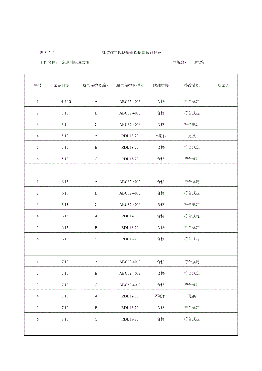 施工现场漏电保护器试跳记录.doc_第2页