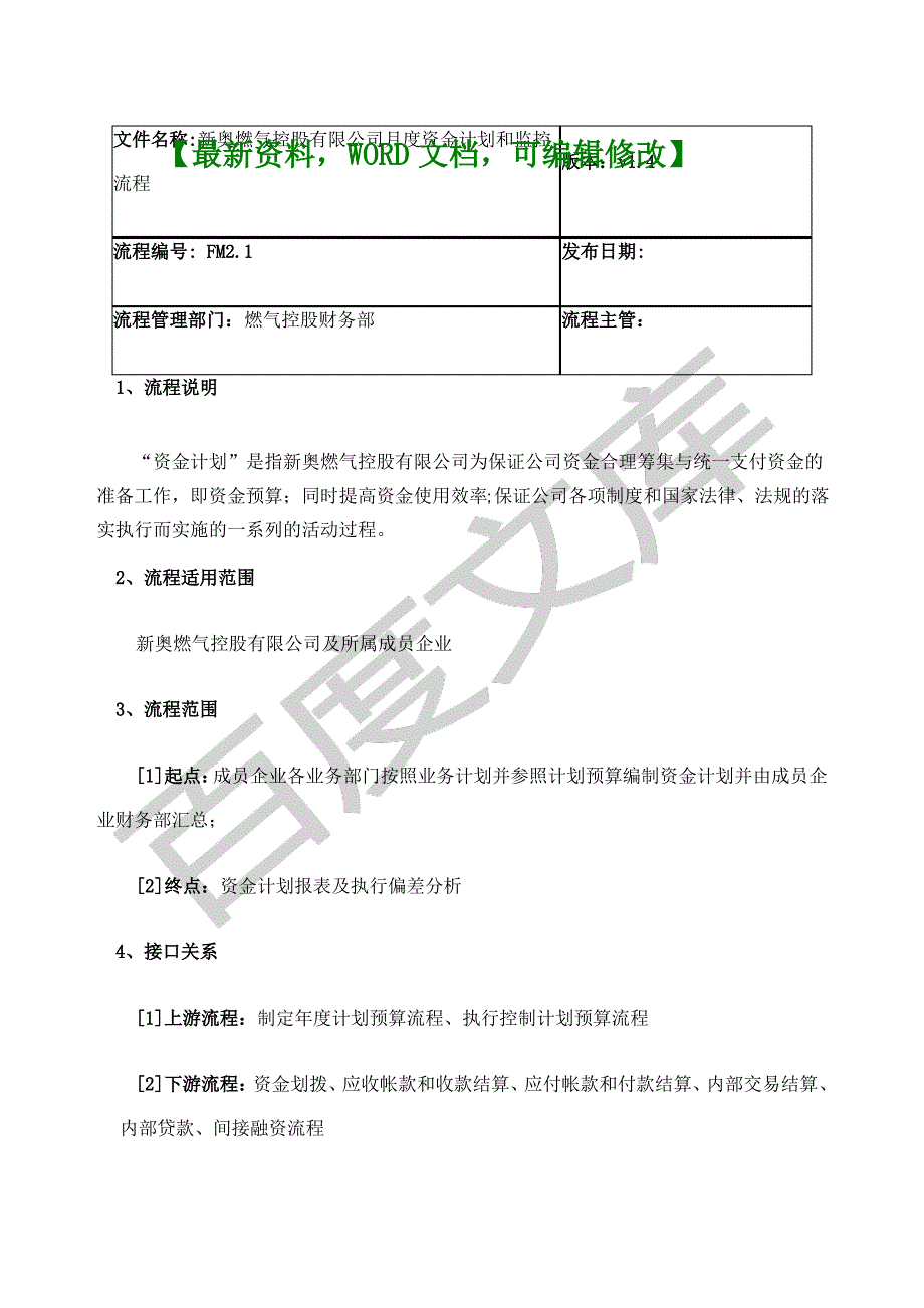 燃气控股集团资金计划和监控流程说明_第1页