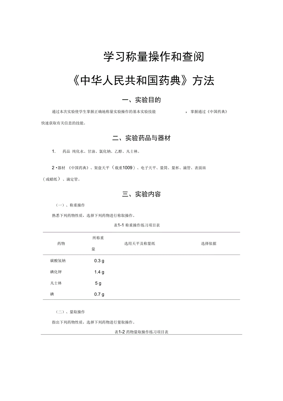 药剂学实验内容_第1页