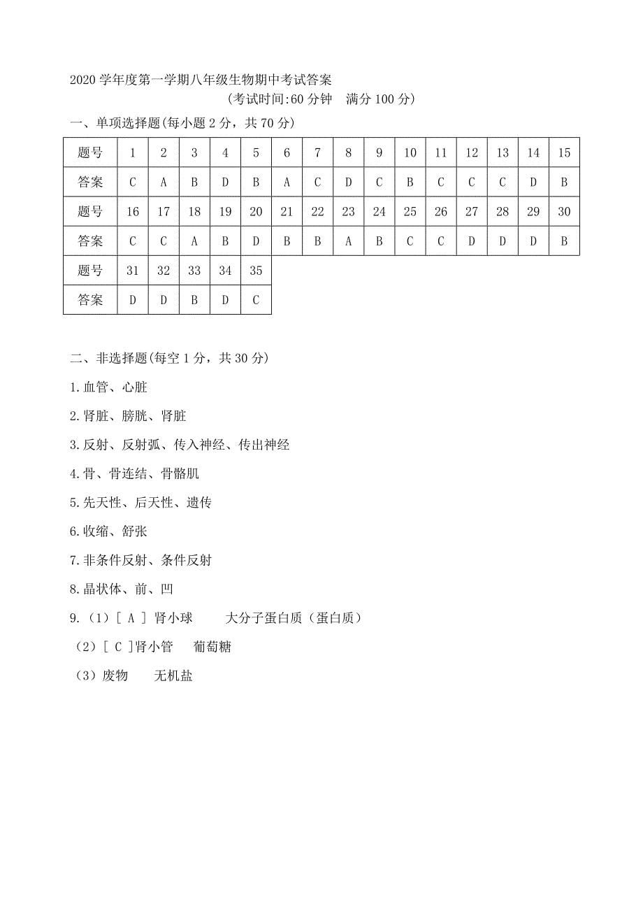 精选类202x八年级生物上学期期中试题_第5页