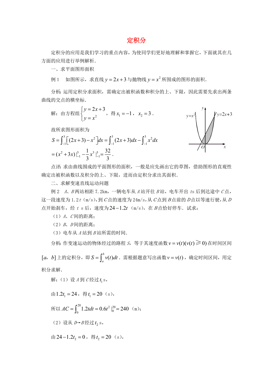 高中数学定积分文字素材1苏教版选修22_第1页