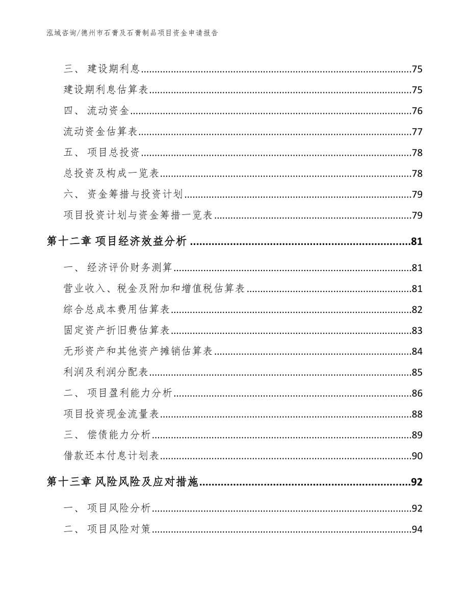 德州市石膏及石膏制品项目资金申请报告_范文模板_第5页