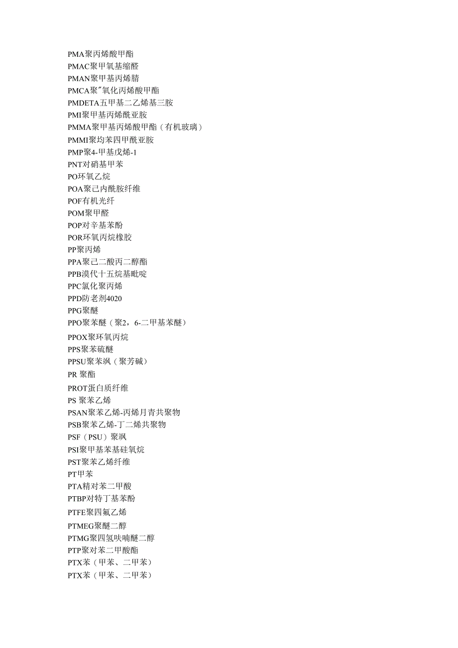 常用高分子聚合物名称缩写_第4页