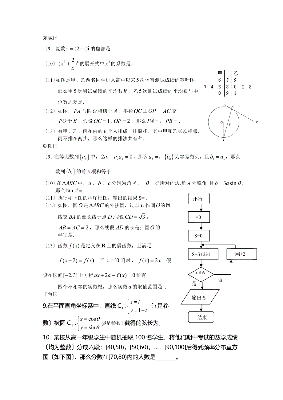 2023年北京市高三理科数学一模填空题_第2页