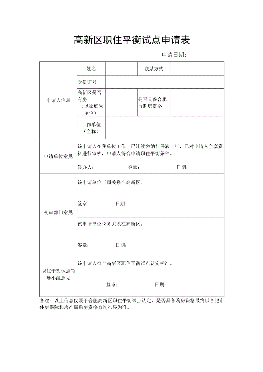 高新区职住平衡试点申请表_第1页