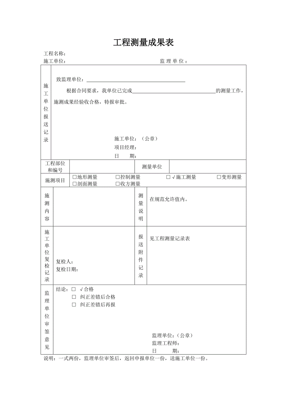 工程测量成果表.doc_第1页