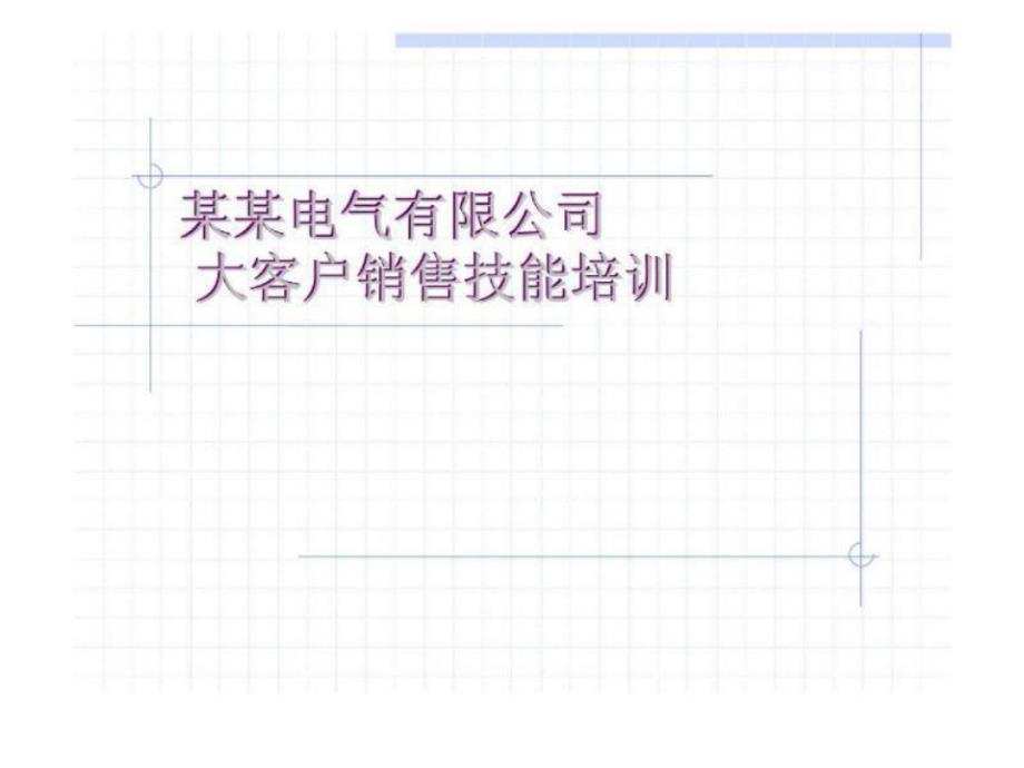 某某电气有限公司大客户销售技能培训_第1页