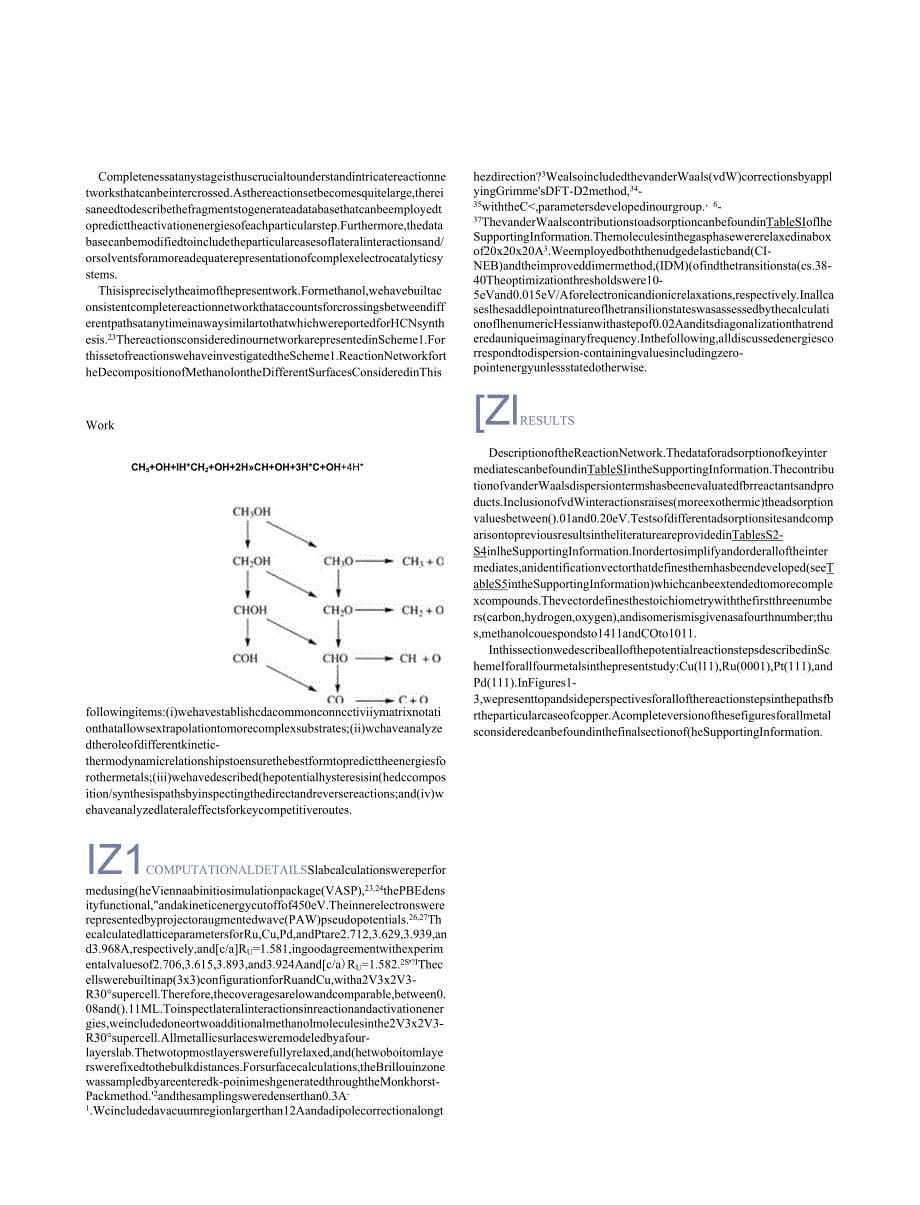 Density Functional Theory Comparison of Methanol Decomposition and Reverse Reactions on Metal Surfaces.docx_第5页