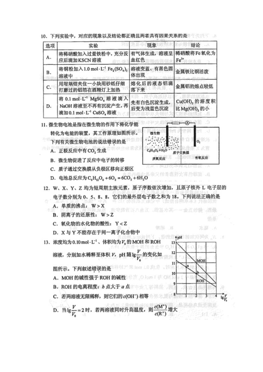 高考卷一理综试卷及答案_第3页