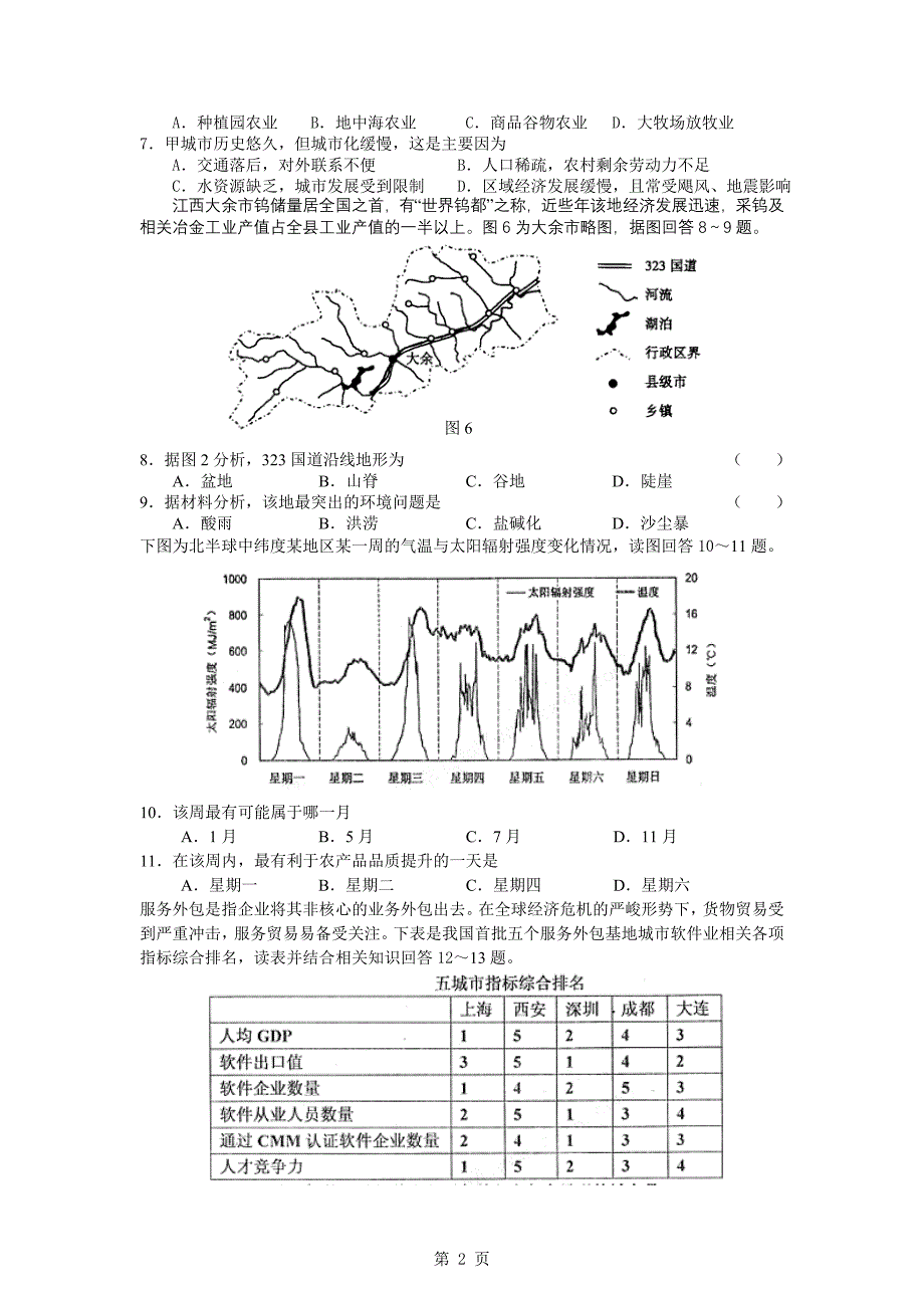 2011届高三地理综合测试(适合45分钟练习).doc_第2页