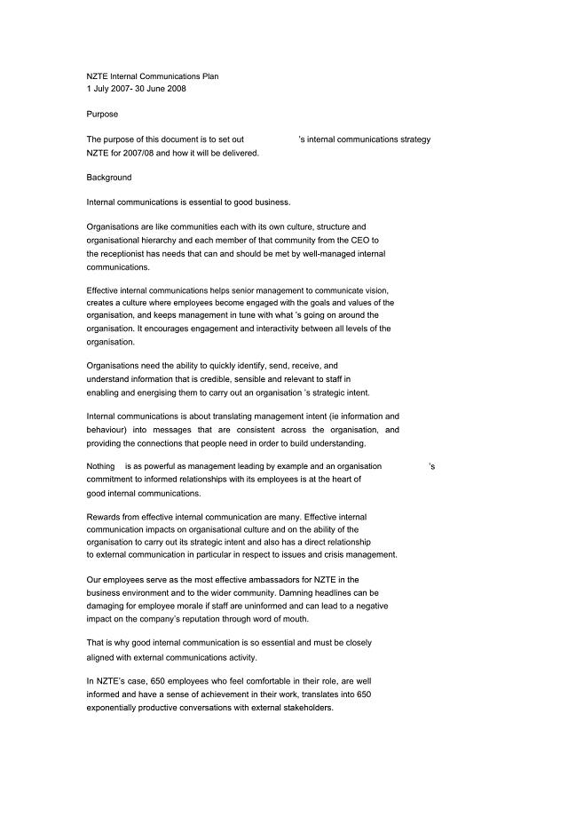 Internalcommunicationsplan内部沟通计划书