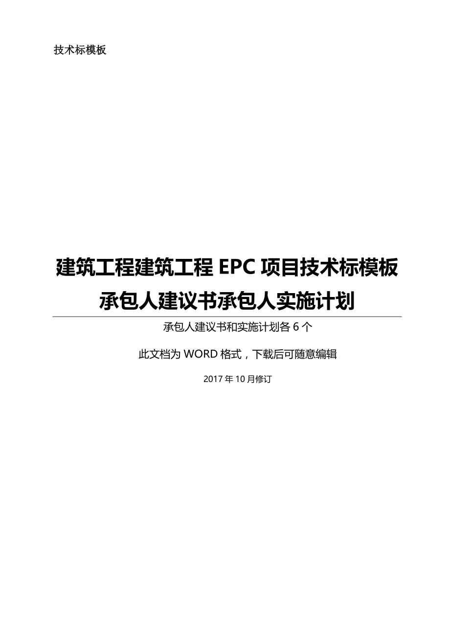 EPC施工计划项目技术标承包人建议书和承包人实施计划资料标准模板(全套材料)_第1页