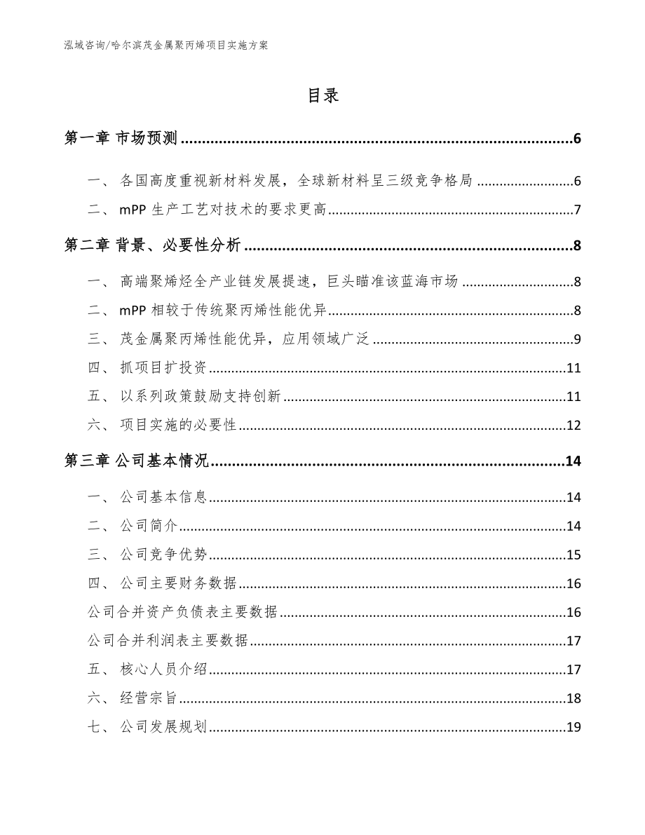 哈尔滨茂金属聚丙烯项目实施方案_第1页