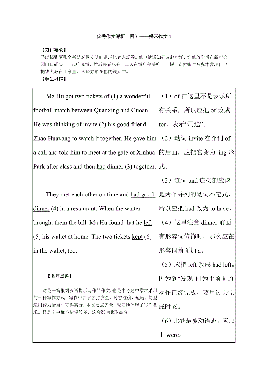 优秀作文评析（四）——提示作文123.doc_第1页