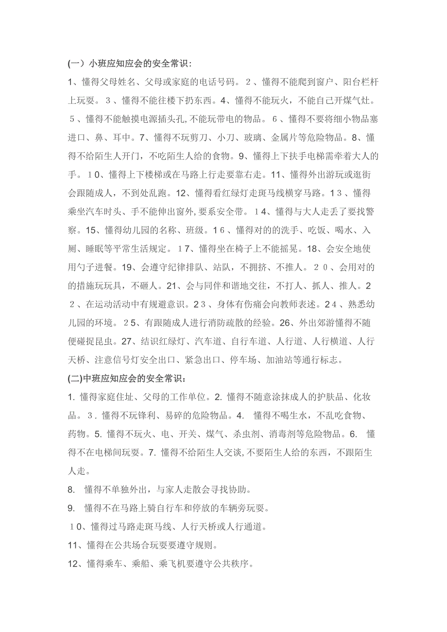 各年龄阶段幼儿应知应会的安全常识_第1页